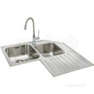 Carron Retail Sinks -  Lavella Corner Kitchen Sink With Right Hand Double Bowl And Drainer
