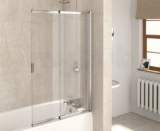 Polished Silver Aqua 4 Clear Glass 2-panel Slider Bath Screen 1275mmx820mm