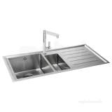 Carron Phoenix 101.0158.044 Ss Vela Kitchen Sink With 1.5 Bowl And Right Hand Drainer