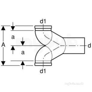 Geberit Hdpe Range 32mm To 315mm -  Hdpe 110mm Duofix Double Outlet Bend