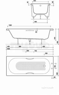 Acrylic Baths and Panels -  Opal 1700x700 0t No Grips Plus Tread Ol8800wh