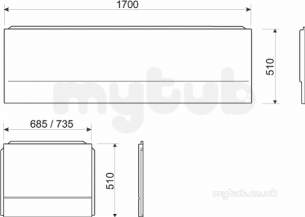 Acrylic Baths and Panels -  Endurance Panel End 700mm Pp2182wh