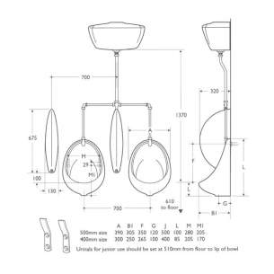 Armitage Shanks Urinal Packs -  Armitage Shanks S6227 2 Person Concealed Urinal Pk