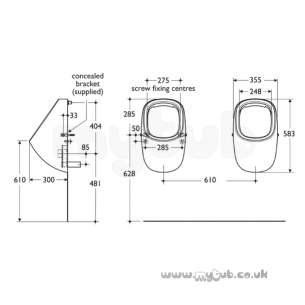 Armitage Shanks Commercial Sanitaryware -  Armitage Shanks Jasper Morrison Rim Flush Urinal