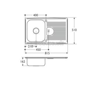 Armitage Shanks Commercial Sanitaryware -  Armitage Shanks Sandrngham In Sink 345x415 Pol S/s Mdr