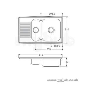 Armitage Shanks Commercial Sanitaryware -  Armitage Shanks Sandrngham In Sink 345x415 Pol S/s 1 1/2