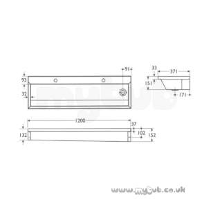 Armitage Shanks Commercial Sanitaryware -  Armitage Shanks Calder S2814 1800mm Left Hand 0-u Th Trough Ss