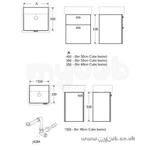 Ideal Standard Concept Furniture -  Ideal Standard Concept E6442uh W/h 350 Cube Unit Oak/wh