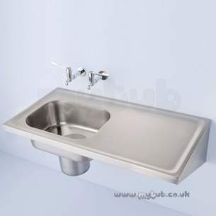 Armitage Shanks Commercial Sanitaryware -  Armitage Shanks Clyde S6531 No Tap Holes Left Hand Bowl Plaster Sink Ss