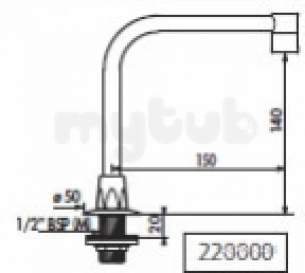 Delabie Brassware -  Swivel Basin Spout 16 L150 H140 6lpm