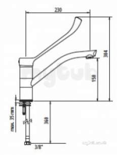 Delabie Brassware -  Delabie Mechanical Sink Mixer Swivel Spout H150 L230mm Hygiene Lever