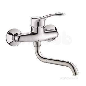 Delabie Brassware -  Delabie Wall Mtd Mech Mixer Swiv Spt L200mm Sculpt Lever Offset Std