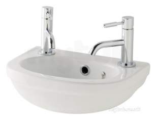 Eastbrook Sanitary Ware -  Dura Cloakroom Basin 360mm Two Tap Holes White 26.0011