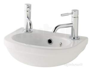 Eastbrook Sanitary Ware -  Dura Cloakroom Basin 450mm Two Tap Holes Inc Fixings White 26.0012