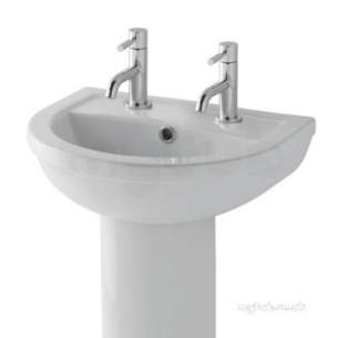 Eastbrook Sanitary Ware -  Dura Basin 450mm Two Tap Holes Inc Fixings White 26.0026