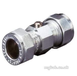 Pegler Gate Globe and Check Valves -  Pegler 808 15mm Chrome Plated Str Service Valve