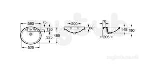 Roca Sanitaryware -  Senso 580mm One Tap Hole In Countertop Basin Wht