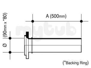 Wavin Blue and Black Large Bore Pipe -  Jet Pe-100 Pup Flange Galv Bk 90x80 11 33091300