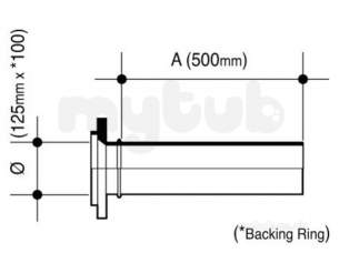 Wavin Blue and Black Large Bore Pipe -  Jet Pe-100 Pup Flange Galv Bk 125x100 17 33127300