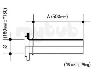 Wavin Blue and Black Large Bore Pipe -  Jet Pe-100 Pup Flange Galv Bk 180x150 11 33181300