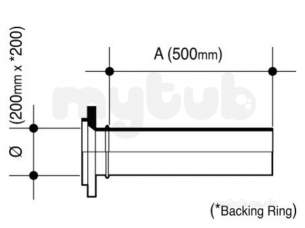 Wavin Blue and Black Large Bore Pipe -  Jet Pe-100 Pup Flange Galv Bk 200x200 11 33201300