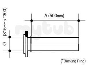 Wavin Blue and Black Large Bore Pipe -  Jet Pe-100 Pup Flange Galv Bk 315x300 17 33317300