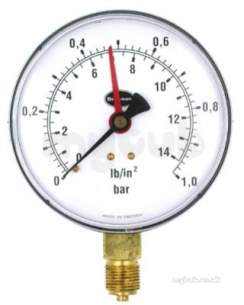 Brannan Thermometers -  Brannan 100mm Press Gauge 0-14bar 34/656