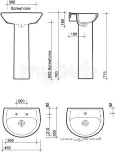 Twyford View Total Install -  View Ti Vw4811 450mm One Tap Hole Basin White Vw4811wh