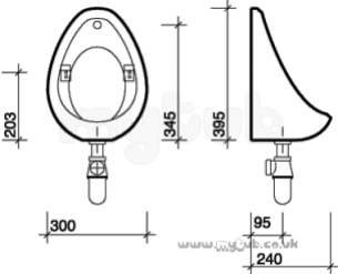 Twyfords Commercial Sanitaryware -  Optima Vc7007 Urinal White Vc7007wh
