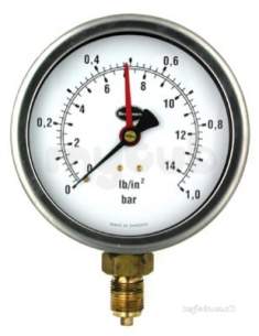 Brannan Thermometers -  100mm Beta P/gauge 0/10bar And Psi 37/655/0