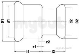 Xpress Copper and Solar Fittings -  Xpress Cu S1r Reducing Coupling 54x42