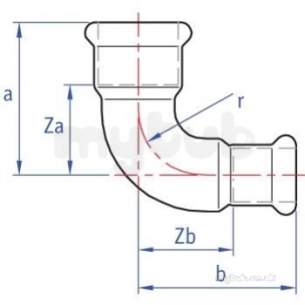 Xpress Copper and Solar Fittings -  Xpress Cu S12r 90d Reduced Elbow 22x15