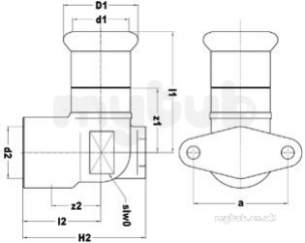 Xpress Copper and Solar Fittings -  Xpress Cu S15 Backplate Elbow 12x1/2