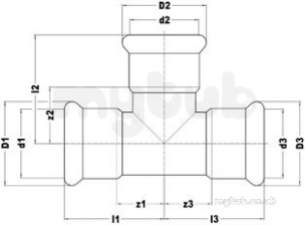 Xpress Copper and Solar Fittings -  Xpress Cu S28 Ree Tee 12x12x15 38447