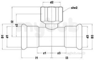 Xpress Copper and Solar Fittings -  Xpress Cu S30 Fi Branch Tee 12x12x1/2