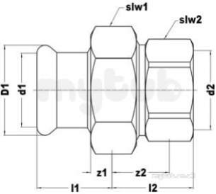 Xpress Copper and Solar Fittings -  Xpress Cu S69f Fi Str Union Conn 15x3/4