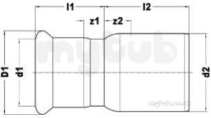 Xpress Copper and Solar Fittings -  Xpress Cu Gas Sg6 Reducer 54x28 39760