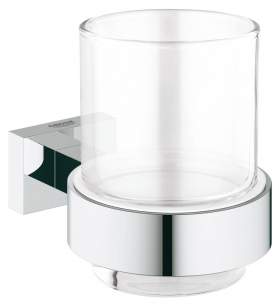 Grohe Tec Brassware -  Grohe Essentials Cube Crystal Glass With Holder 40755001