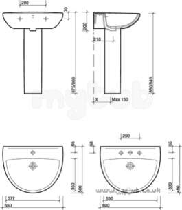 Twyford Mid Market Ware -  Twyford Refresh Re4341 650 One Tap Hole Basin Sw Re4341sw