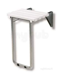 Delabie Showers -  Delabie Lift-up Shower Seat With Slats With Leg