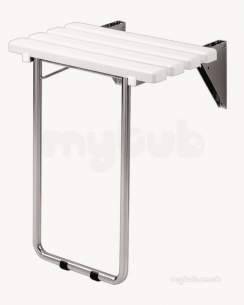 Delabie Showers -  Delabie Lift-up Shower Seat With Slats With Leg - Large Model