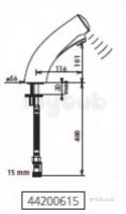 Delabie Tempomatic 3 Basin Tap M1/2 Inch 6v Battery 15mm Plus Stopcock