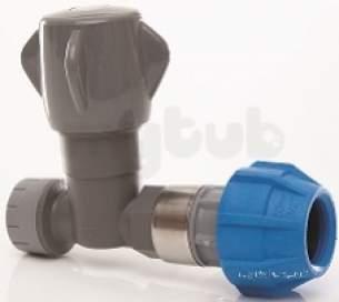 Polyfast Polyethylene Compression Fittings -  Stop Cock 20mm 20x15mm 1/2 Copper 47720