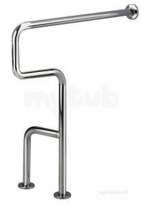 Delabie Grab and Hand Rails -  Delabie Floor To Wall Support Rail (right) 32 Polished St Steel