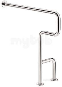 Delabie Grab and Hand Rails -  Delabie Floor To Wall Support Rail (left) 32 Polished St Steel