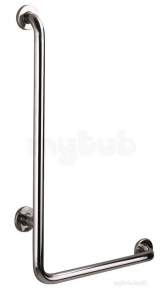 Delabie Grab and Hand Rails -  Delabie L-shaped Handrail (right) 32 H750 Polished Stainless Steel