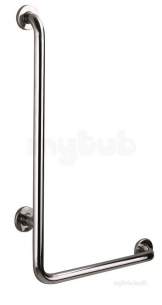 Delabie Grab and Hand Rails -  Delabie L-shaped Handrail (right) 32 H750 Stainless Steel Satin