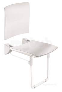 Delabie Showers -  Delabie Lift-up Comfort Shower Seat With Backrest Plus Leg White Epoxy