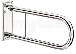 Delabie Grab and Hand Rails -  Delabie Hinged And Drop-down Support Rail 33.7 L650 Polished St Steel