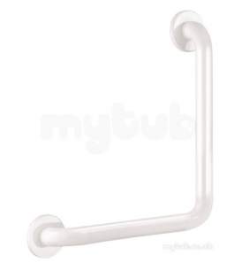 Delabie Grab and Hand Rails -  Delabie Grab Rail 90 Degree 32 300x300 White Epoxy Stainless Steel